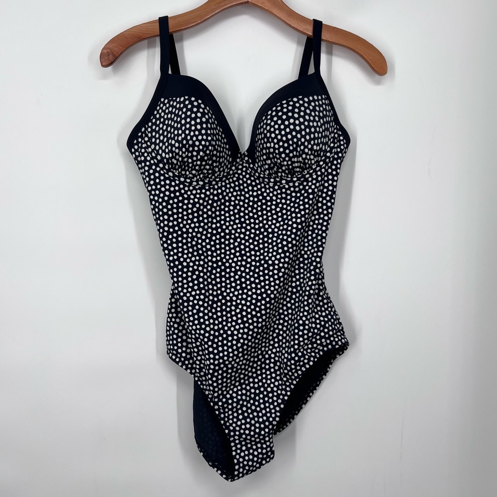 Boden Navy and White Polka Dot One-Piece Swimsuit